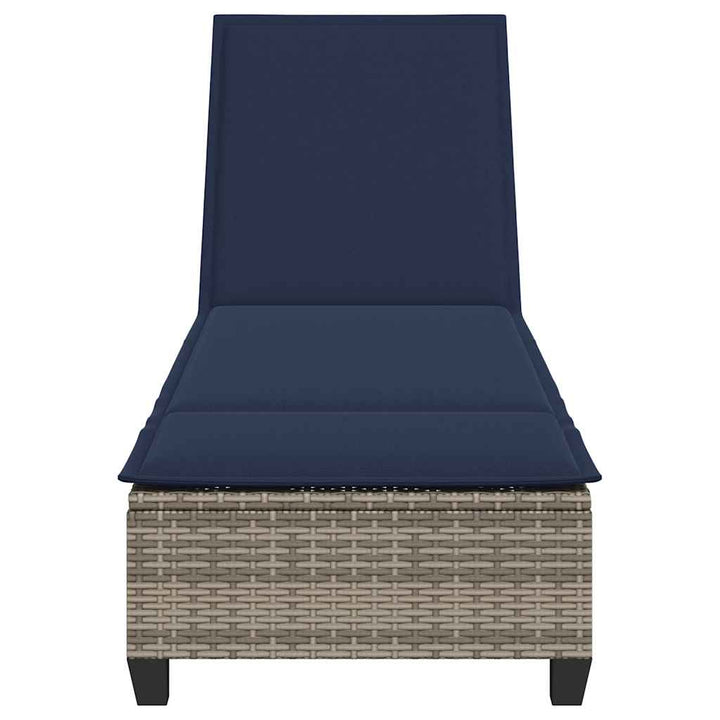 liggestol med hynder 55x200x25,5 cm polyrattan grå