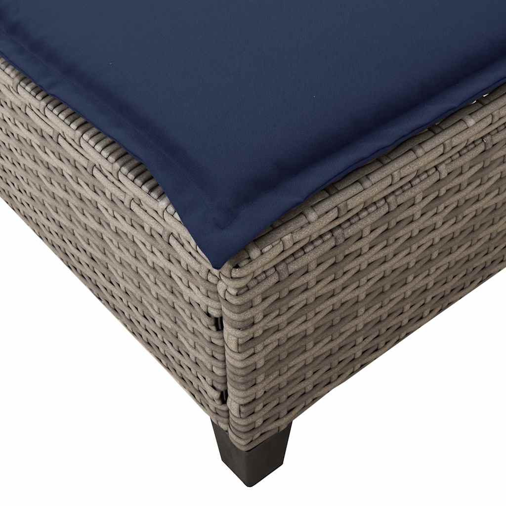 liggestol med hynder 55x200x25,5 cm polyrattan grå