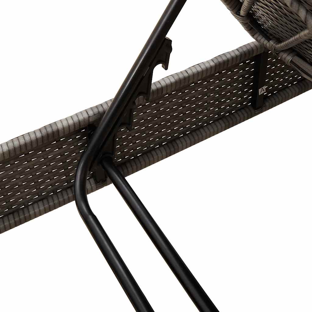 liggestol med hynder 55x200x25,5 cm polyrattan grå