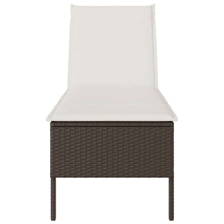 liggestol med hynde 55x200x44 cm polyrattan brun