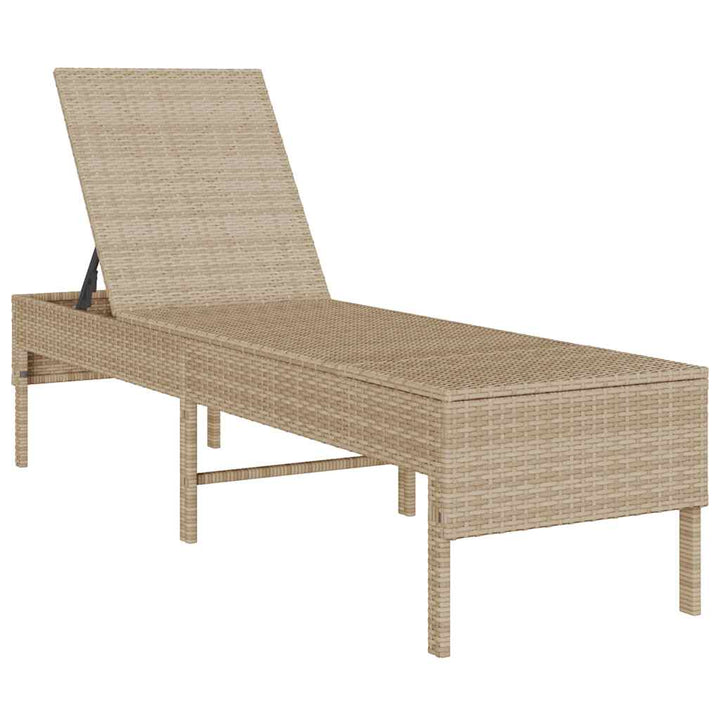 liggestol med hynde 55x200x44 cm polyrattan beige