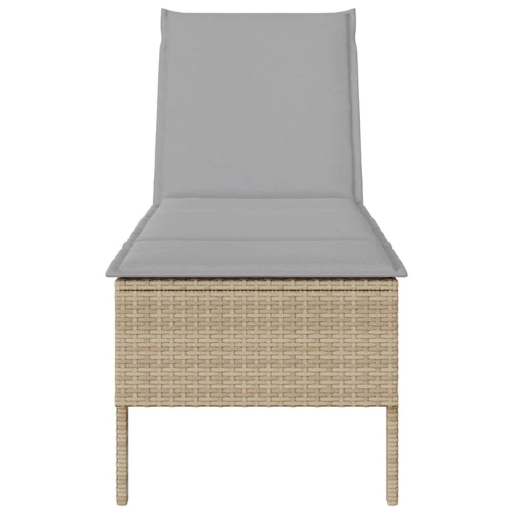 liggestol med hynde 55x200x44 cm polyrattan beige