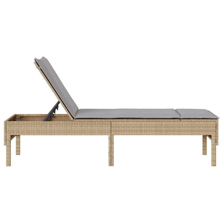 liggestol med hynde 55x200x44 cm polyrattan beige