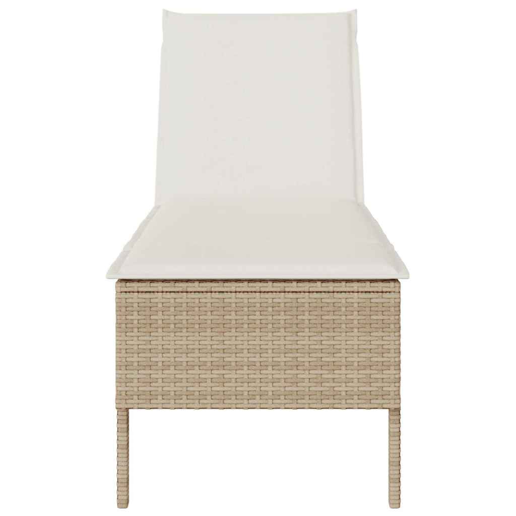 liggestol med hynde 55x200x44 cm polyrattan beige