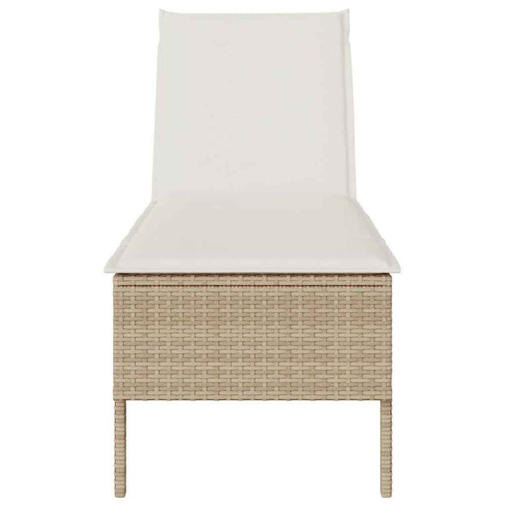liggestol med hynde 55x200x44 cm polyrattan beige