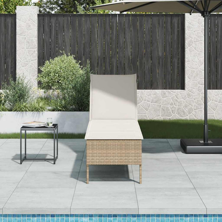 liggestol med hynde 55x200x44 cm polyrattan beige