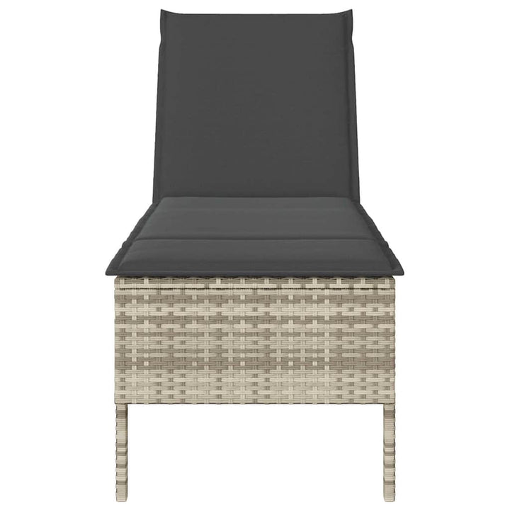 liggestol med hynde 55x200x44 cm polyrattan lysegrå