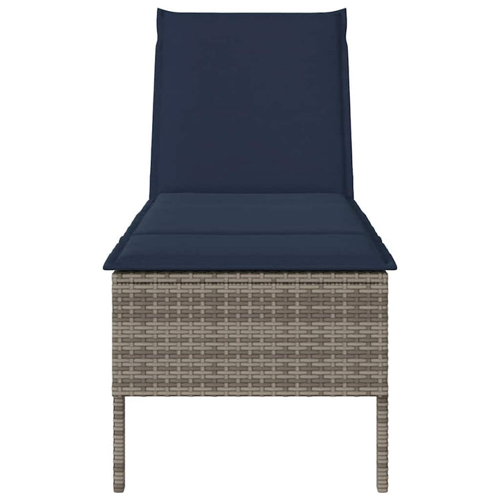 liggestol med hynde 55x200x44 cm polyrattan grå