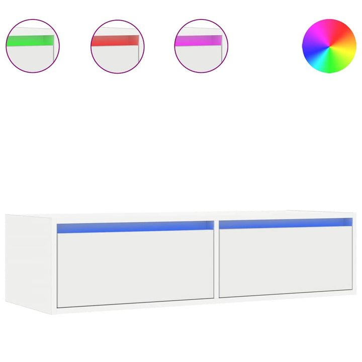 tv-skab med LED-lys 100X35,5x25 cm hvid