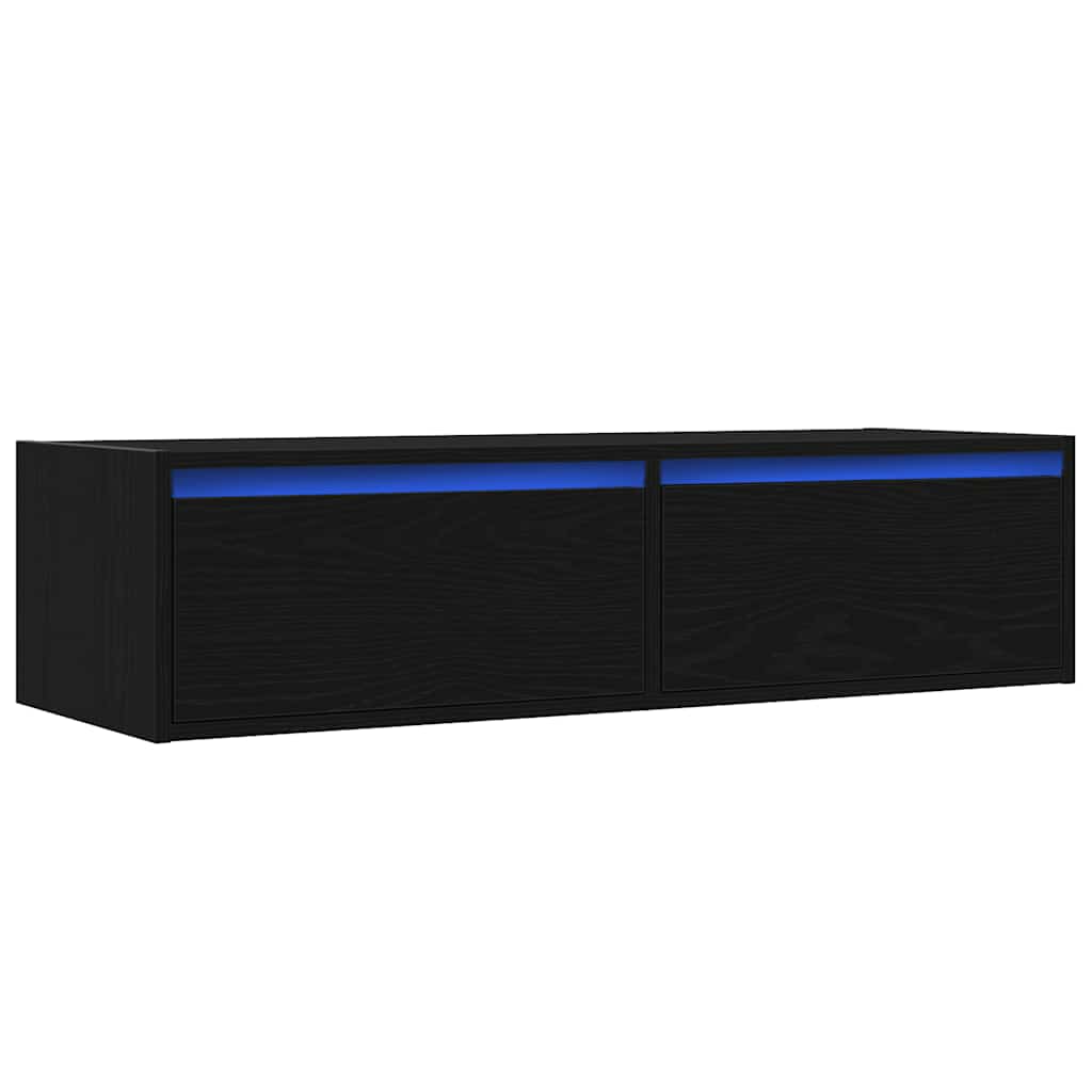 tv-skab med LED-lys 100X35,5x25 cm sort-eg