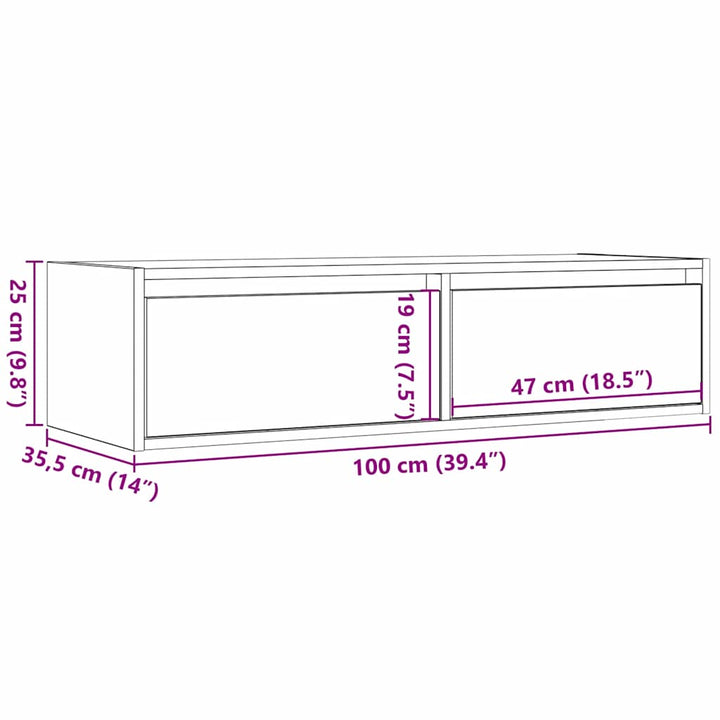 tv-skab med LED-lys 100X35,5x25 cm sort-eg