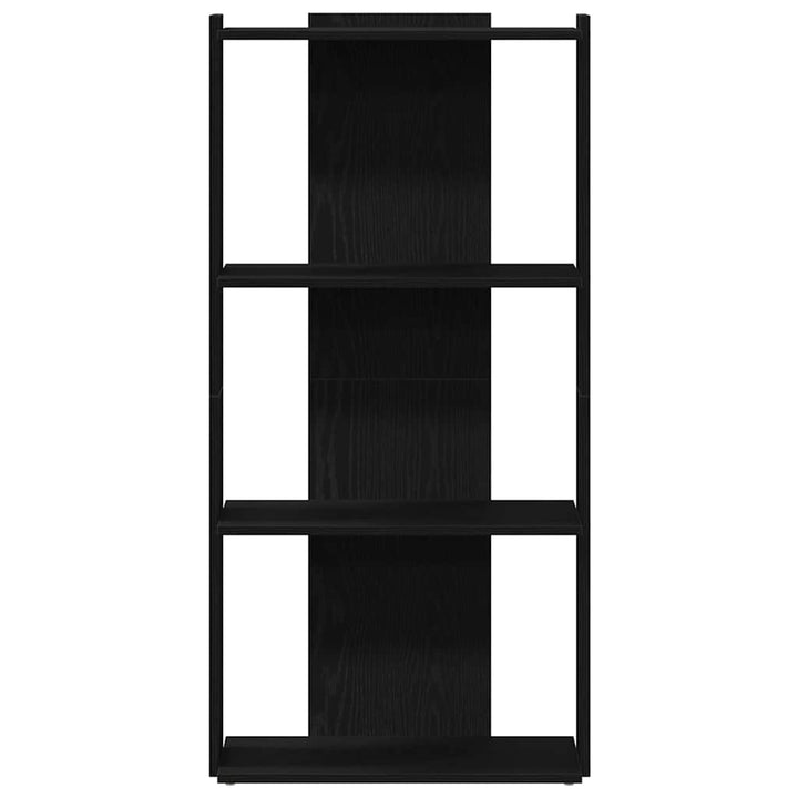 bogreol med 3 hylder 60x30x120 cm konstrueret træ sort