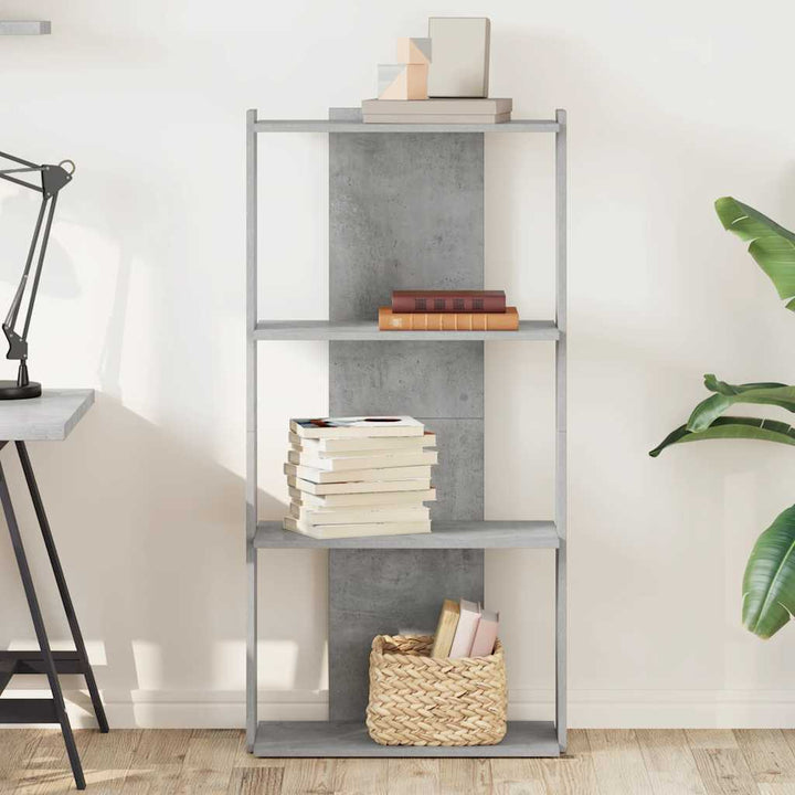 bogreol 60x30x120 cm 3 hylder konstrueret træ betongrå