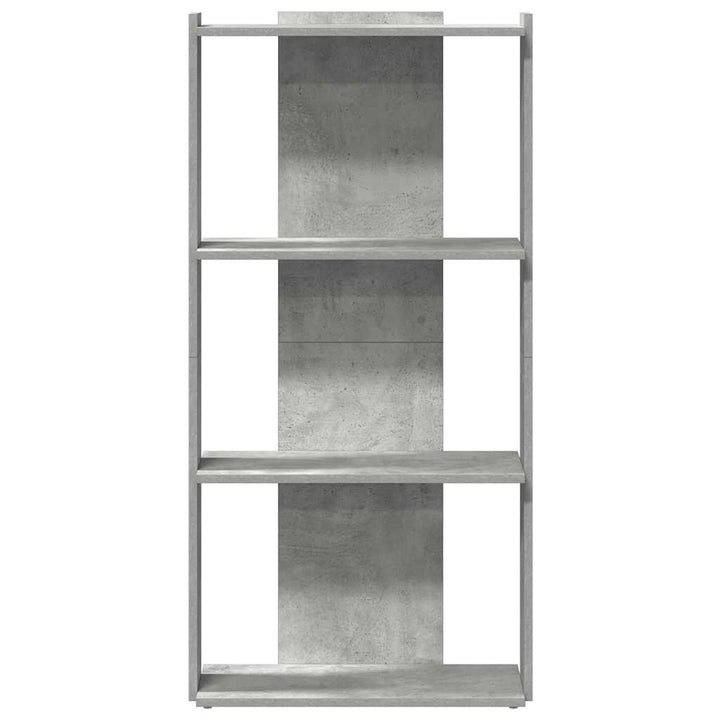 bogreol 60x30x120 cm 3 hylder konstrueret træ betongrå