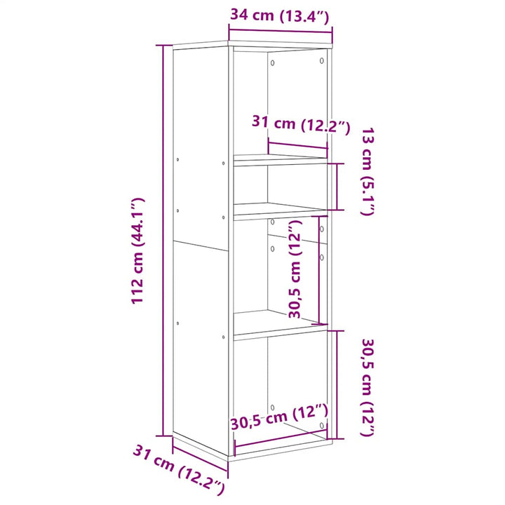 bogskab 34x31x112 cm konstrueret træ kunsteg