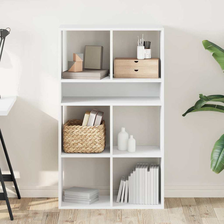 bogreol 66x31x112 cm konstrueret træ hvid