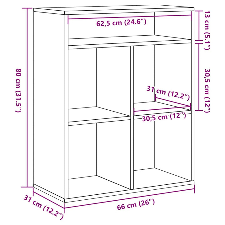 bogskab 66x31x80 cm konstrueret træ kunsteg