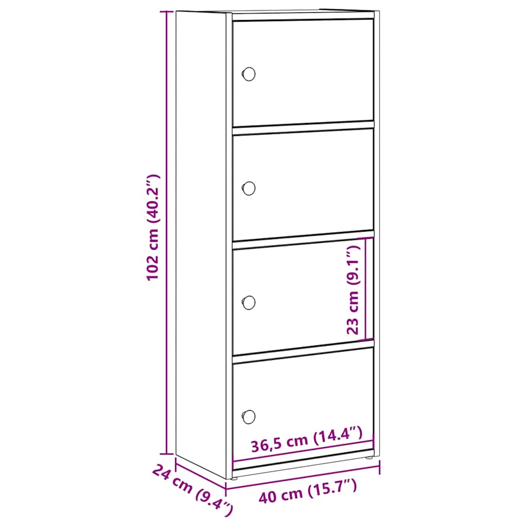 bogreol 40x24x102 cm konstrueret træ antikt træ