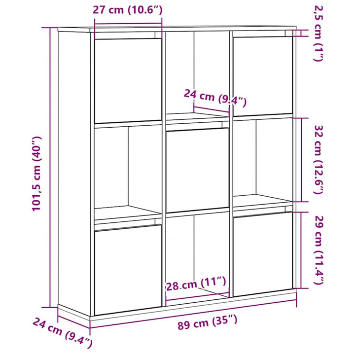 bogreol 89x24x101,5 cm konstrueret træ brun egetræsfarve