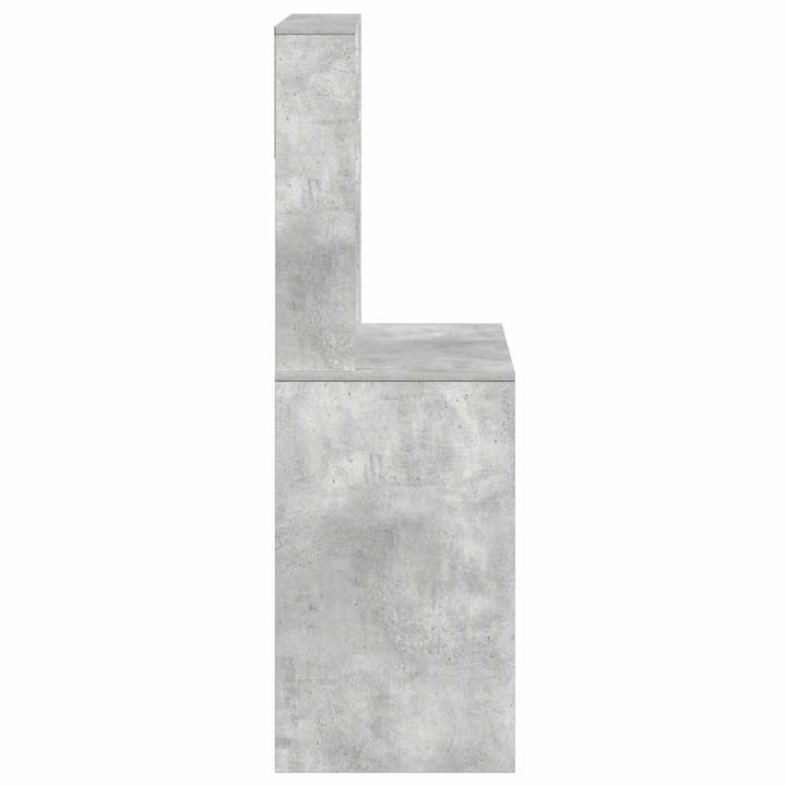 skrivebord m. hylder 100x45x140 cm konstrueret træ betongrå