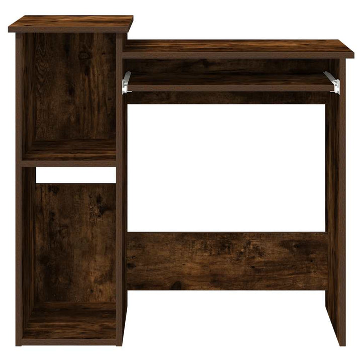 skrivebord m. hylder 84x40x78 cm konstrueret træ røget egetræ