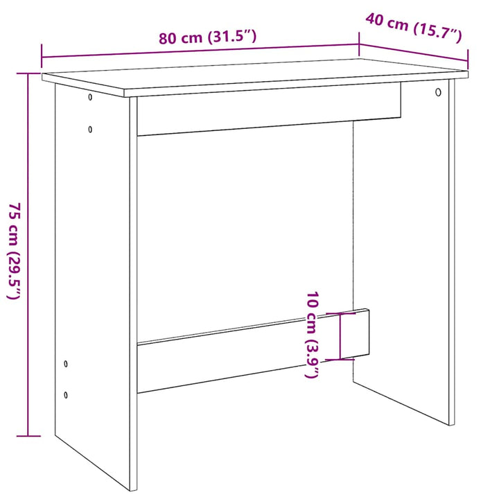 skrivebord 80x40x75 cm konstrueret træ røget egetræsfarve