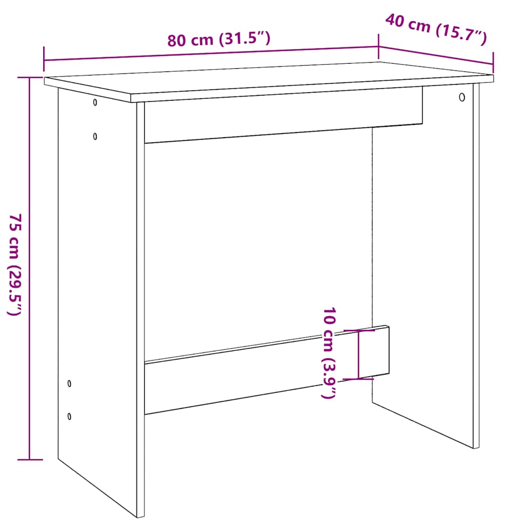 skrivebord 80x40x75 cm konstrueret træ kunsteg