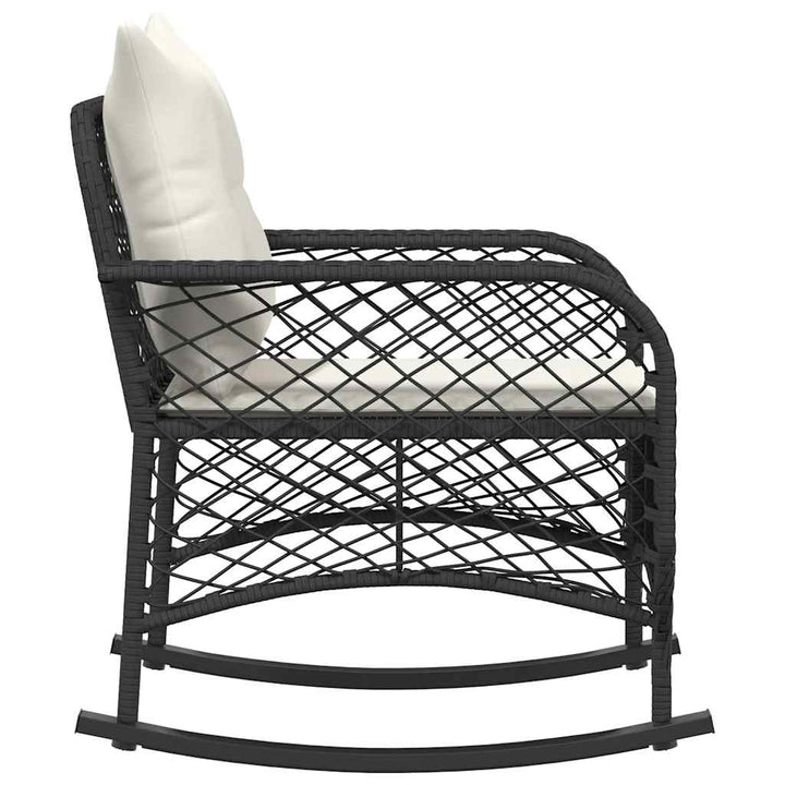 udendørs gyngestol med hynder polyrattan sort