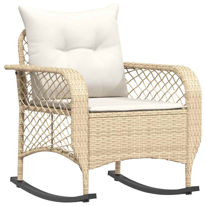 udendørs gyngestol med hynder polyrattan beige