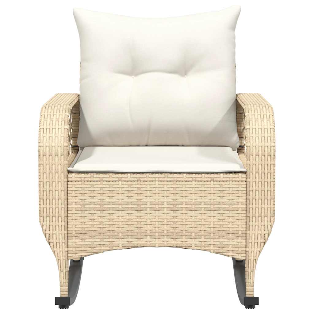 udendørs gyngestol med hynder polyrattan beige