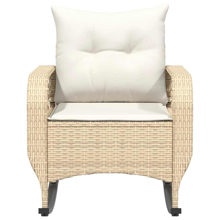 udendørs gyngestol med hynder polyrattan beige