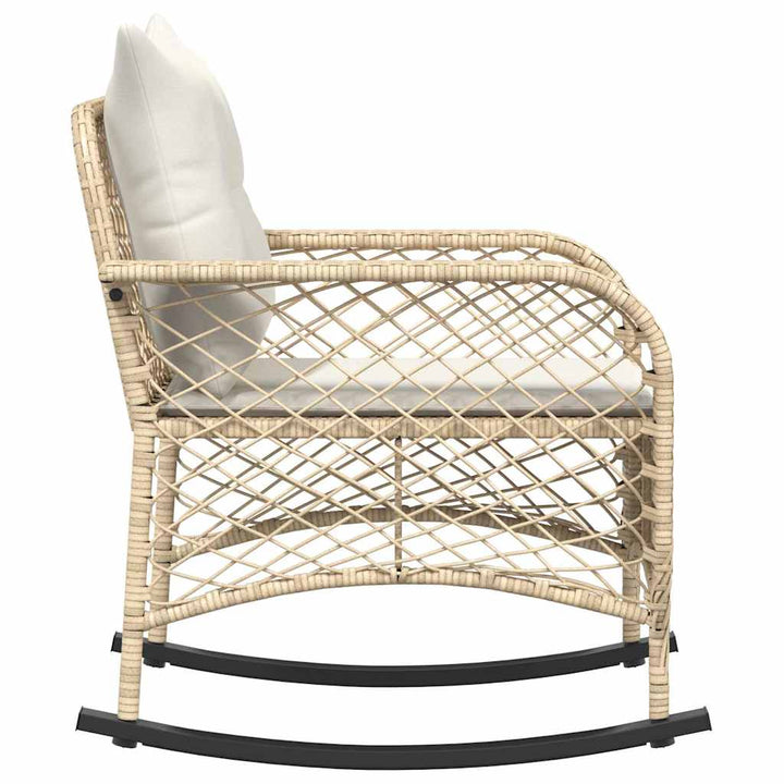 udendørs gyngestol med hynder polyrattan beige