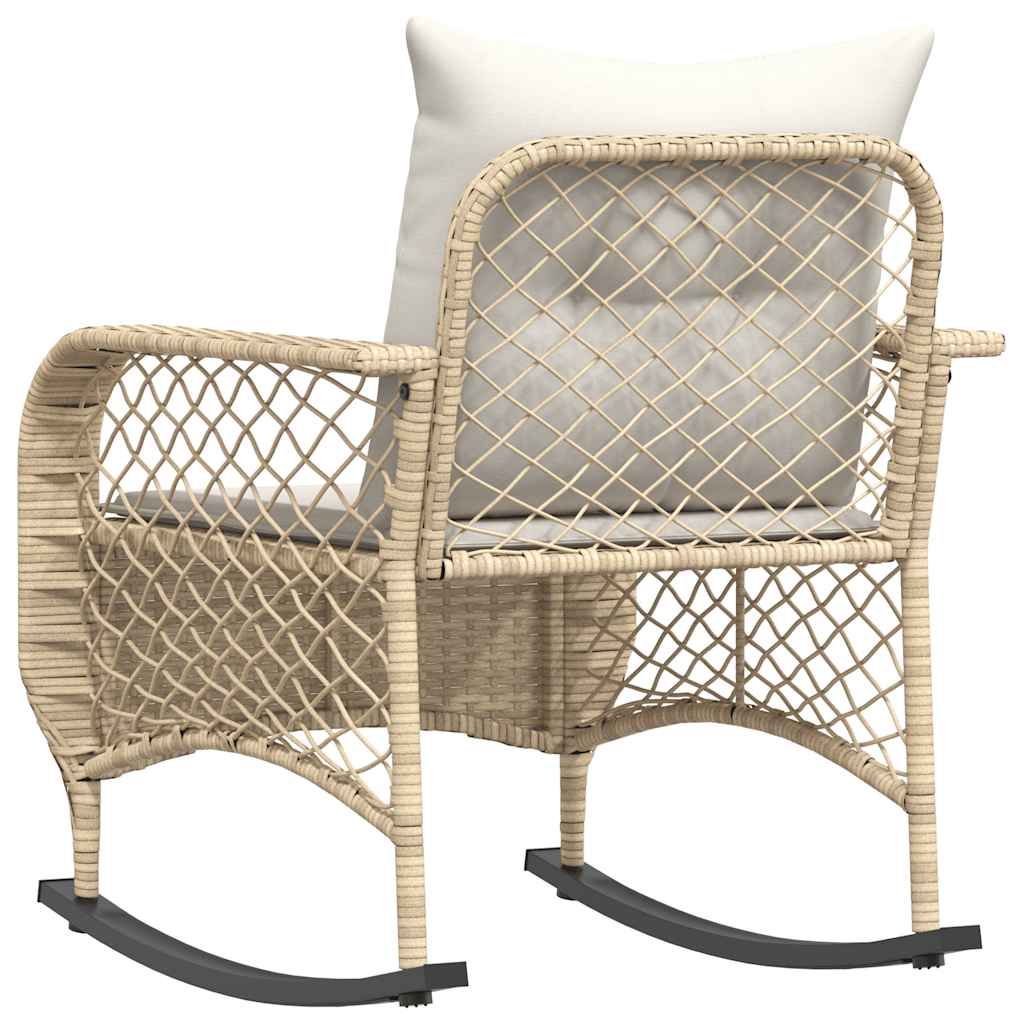 udendørs gyngestol med hynder polyrattan beige