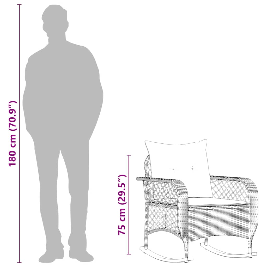 udendørs gyngestol med hynder polyrattan beige