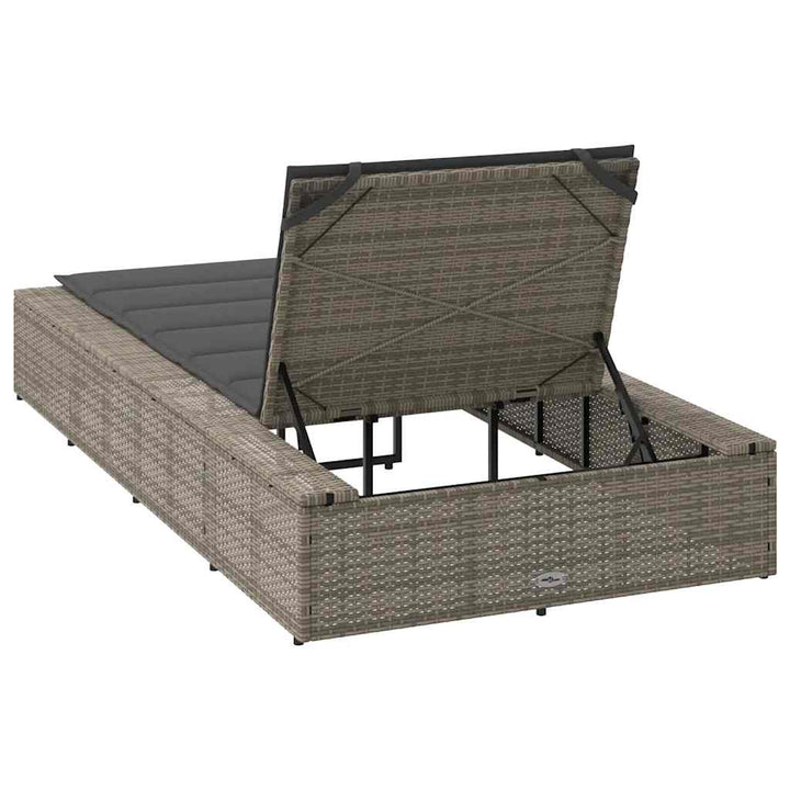 solseng med flydende hynde polyrattan grå