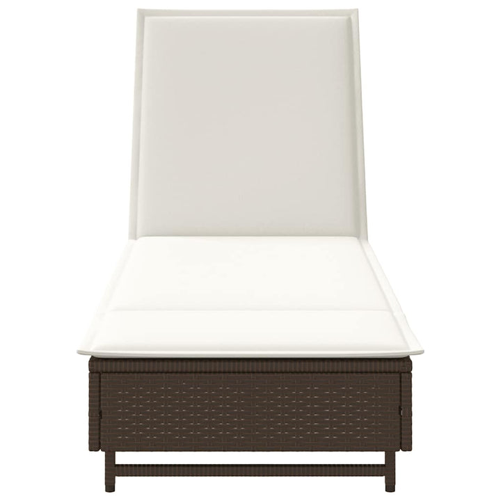 liggestol med hjul og hynde polyrattan brun