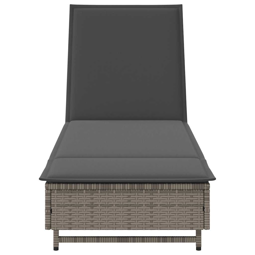 liggestol med hjul og hynde polyrattan grå