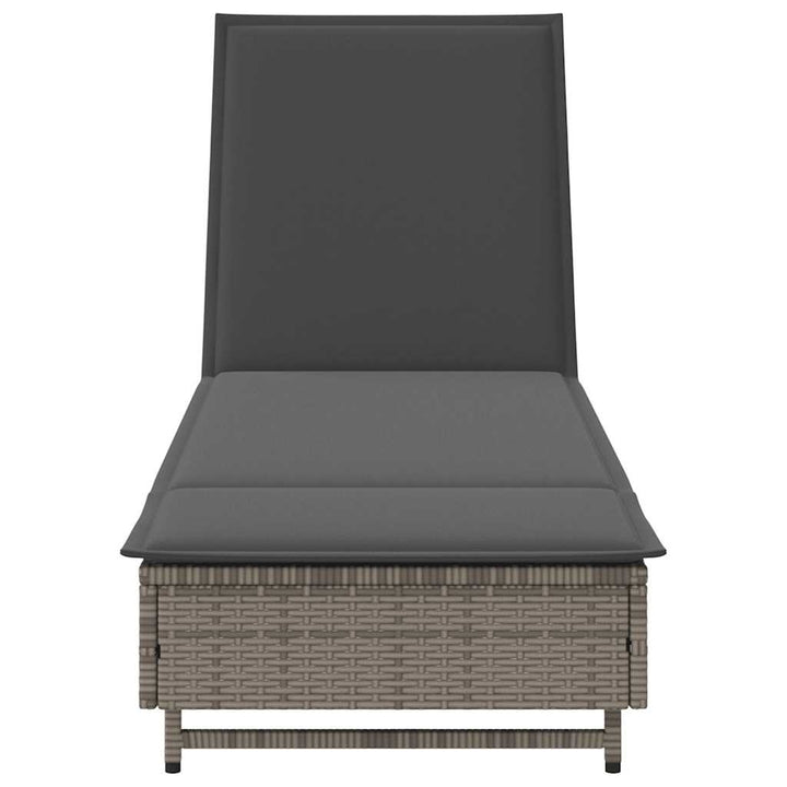 liggestol med hjul og hynde polyrattan grå