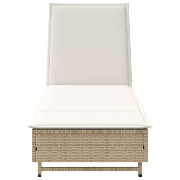 liggestol med hjul og hynde polyrattan beige