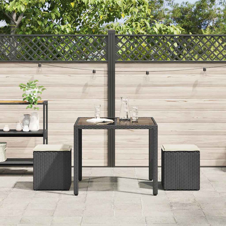 havestole med hynder 2 stk. 40x40x43 cm polyrattan sort