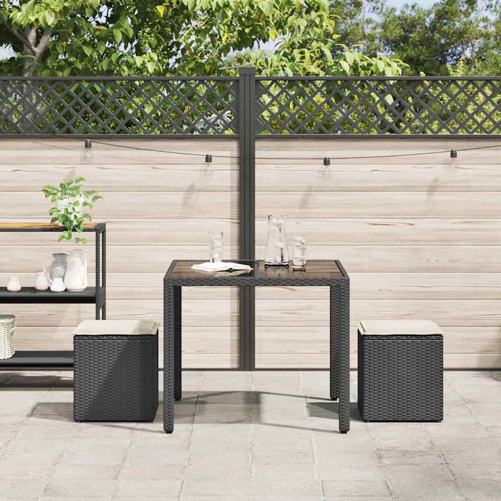 havestole med hynder 2 stk. 40x40x43 cm polyrattan sort