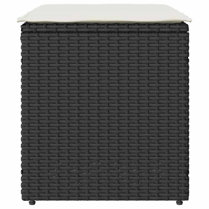 havestole med hynder 2 stk. 40x40x43 cm polyrattan sort
