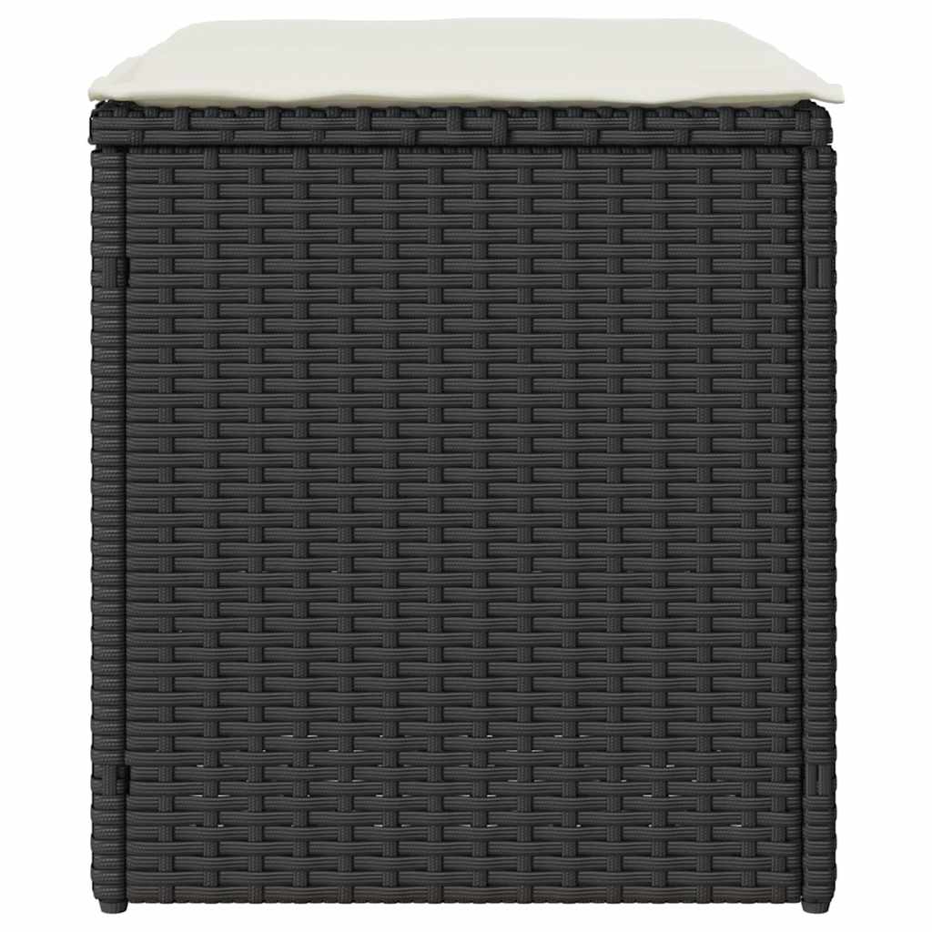 havestole med hynder 2 stk. 40x40x43 cm polyrattan sort