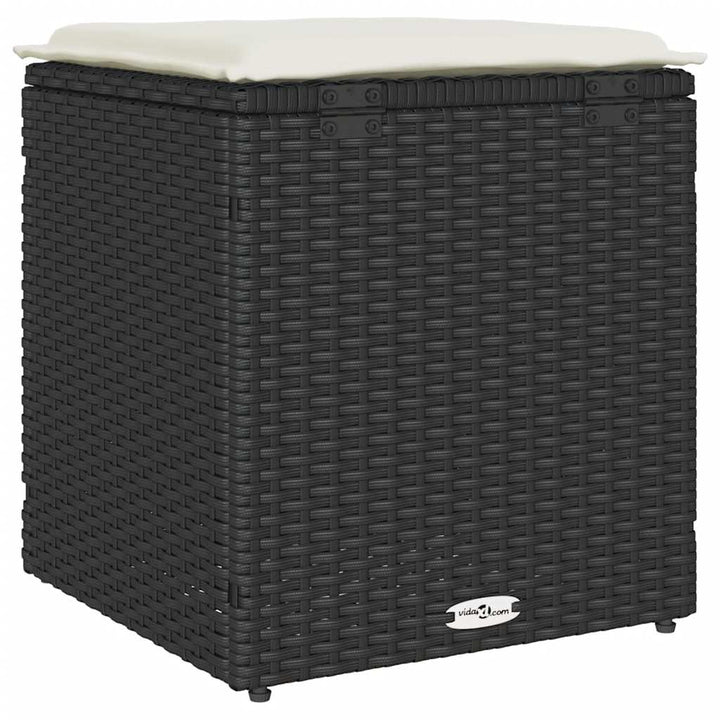 havestole med hynder 2 stk. 40x40x43 cm polyrattan sort