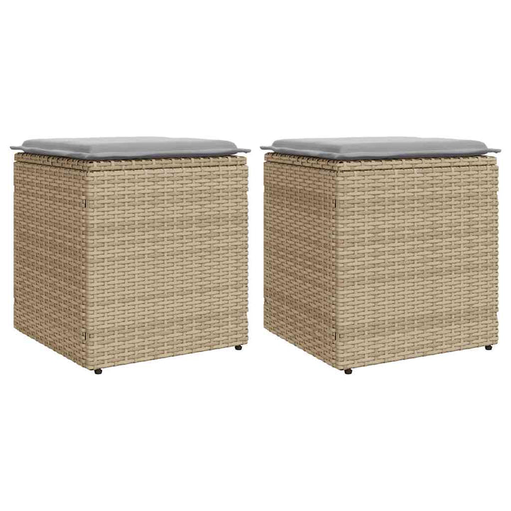 havestole med hynder 2 stk. 40x40x43 cm polyrattan beige