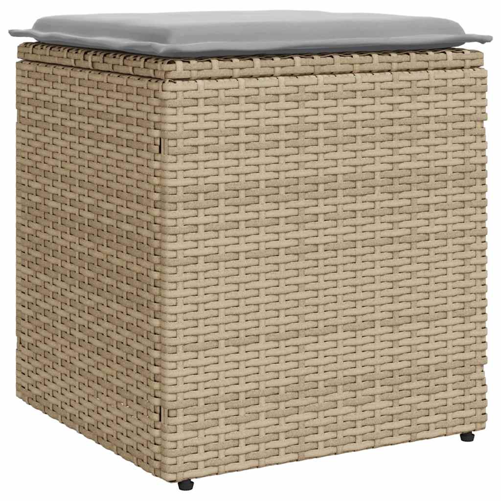 havestole med hynder 2 stk. 40x40x43 cm polyrattan beige