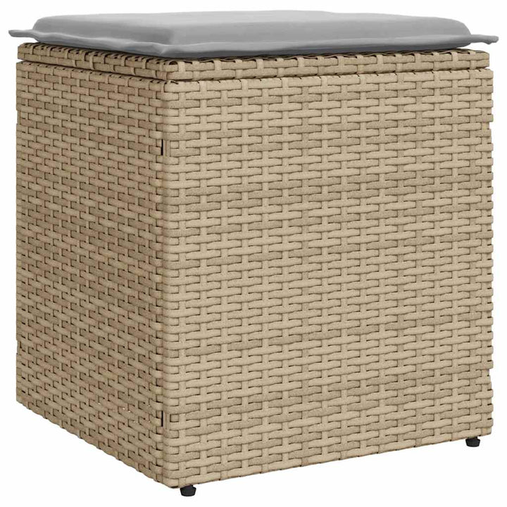 havestole med hynder 2 stk. 40x40x43 cm polyrattan beige