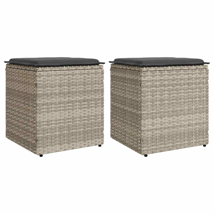 havestole med hynder 2 stk. 40x40x43 cm polyrattan lysegrå