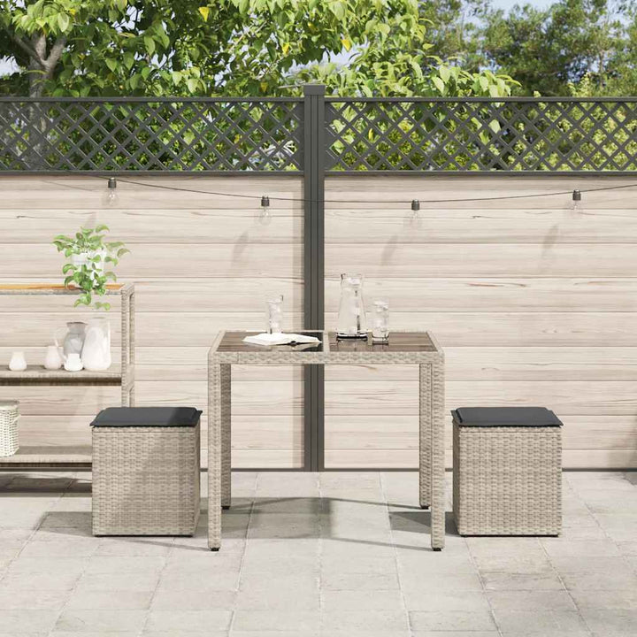 havestole med hynder 2 stk. 40x40x43 cm polyrattan lysegrå
