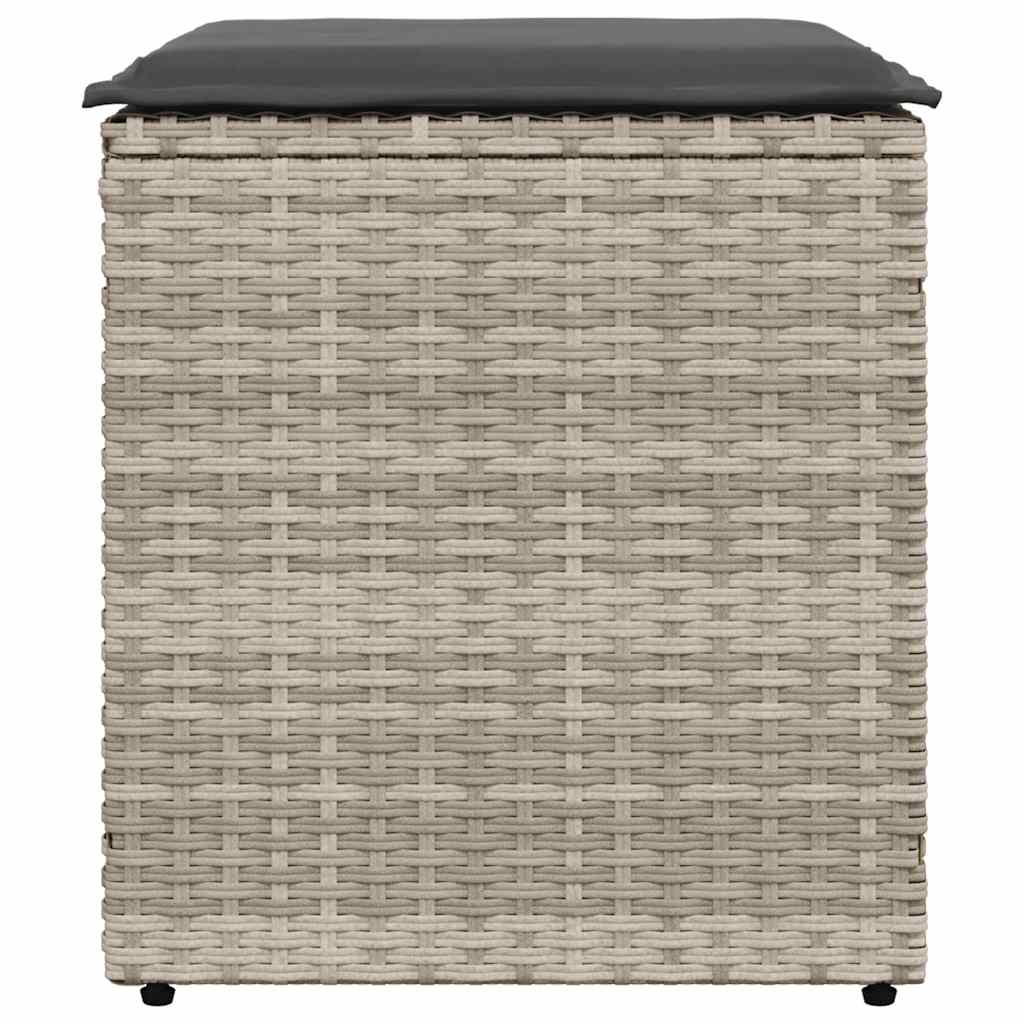 havestole med hynder 2 stk. 40x40x43 cm polyrattan lysegrå